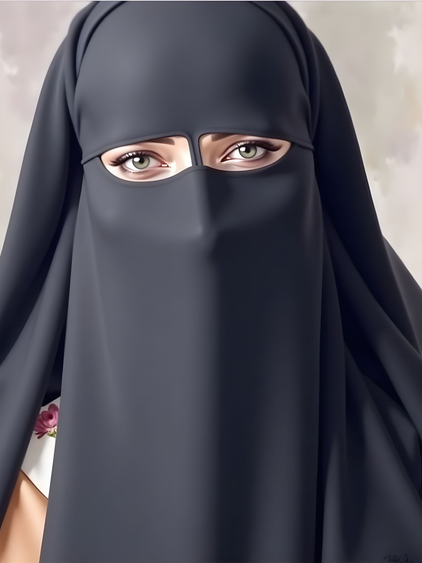 Surreal Hijabi in Victorian Garden, Inspired by Rembrandt