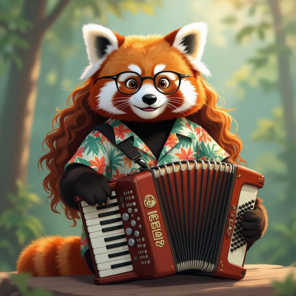 Red Panda as Weird Al in Studio Ghibli Style