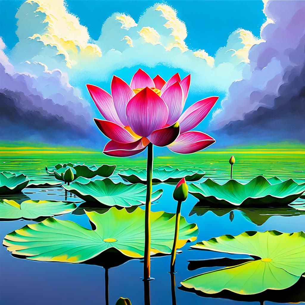 Lotus Arising from Mud: Gouache and Watercolor Painting