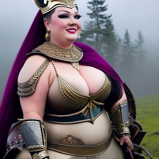 Glamorous Nordic Warrior Princess on Horseback