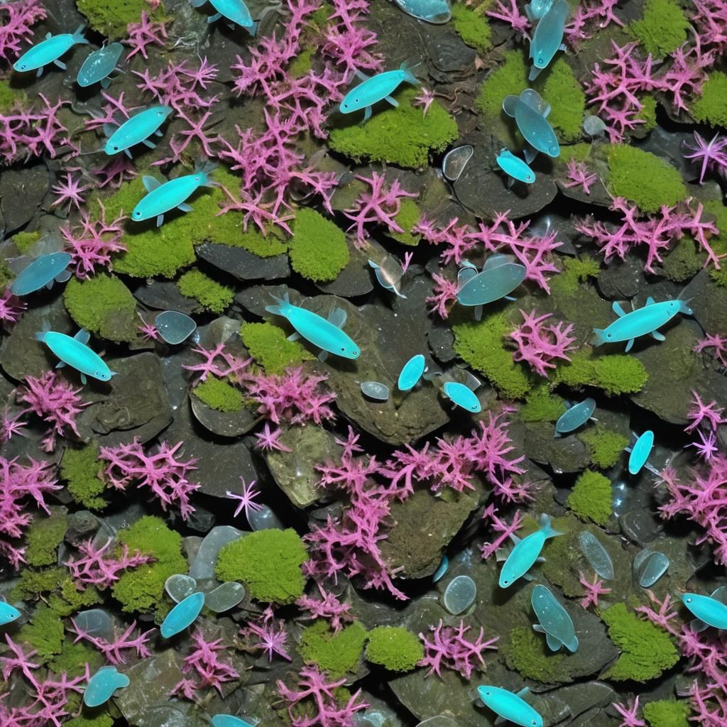 Aquatic Life in Rhine Falls: Matte Painting