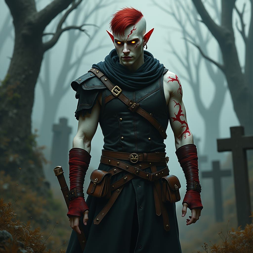 Elf Rogue in Graveyard Concept Art