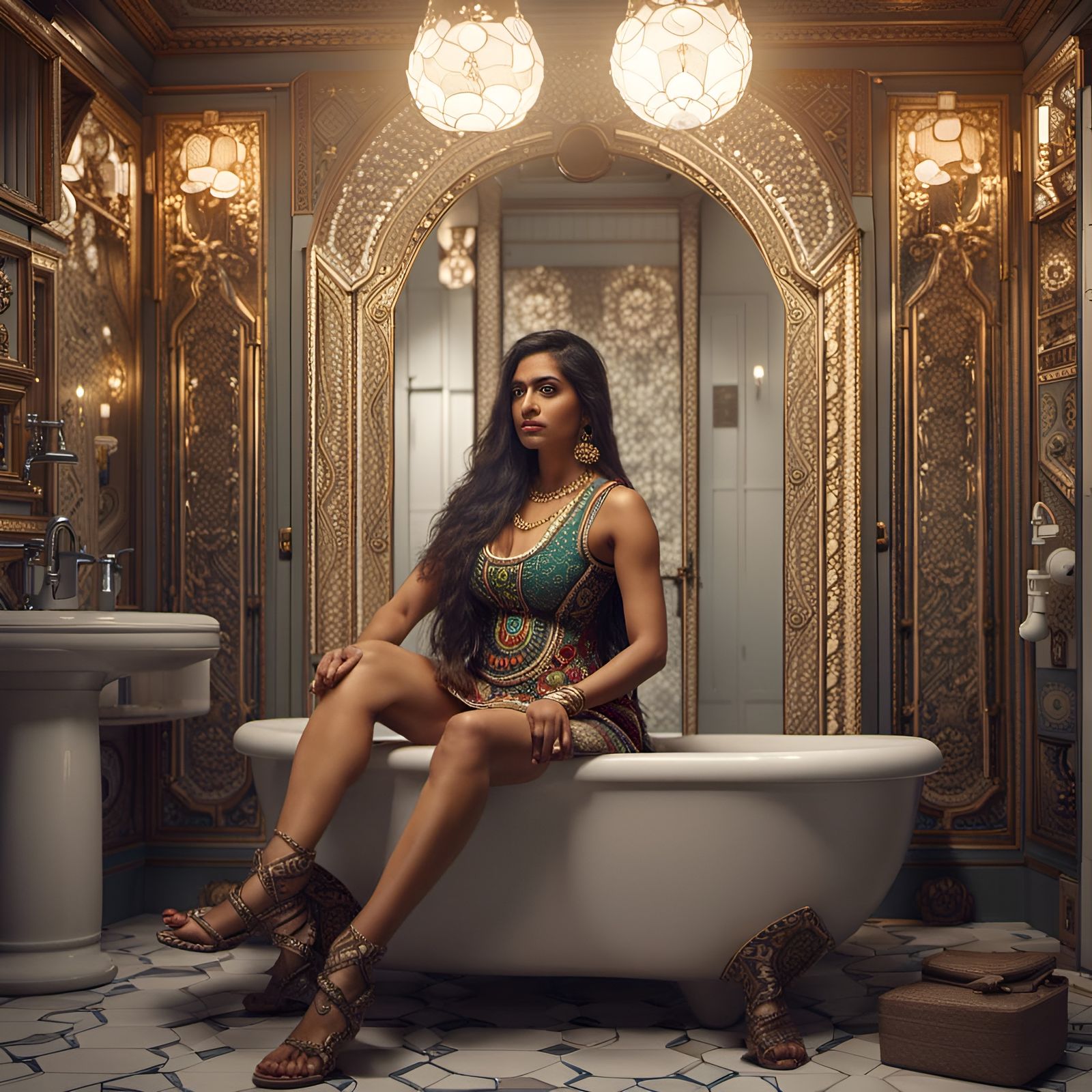 Ornate Digital Rendering of Indian Woman