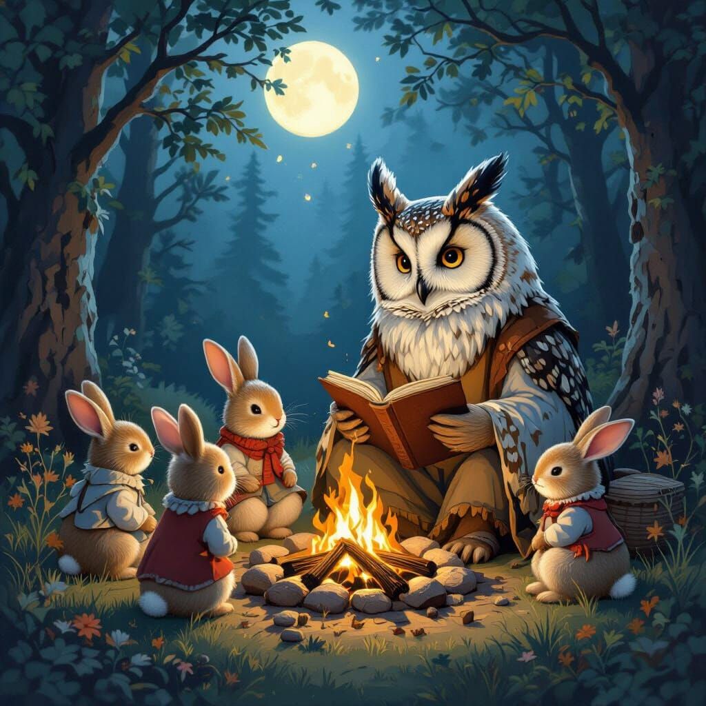 Woodland Creatures Gather 'Round Campfire, Beatrix Potter St...