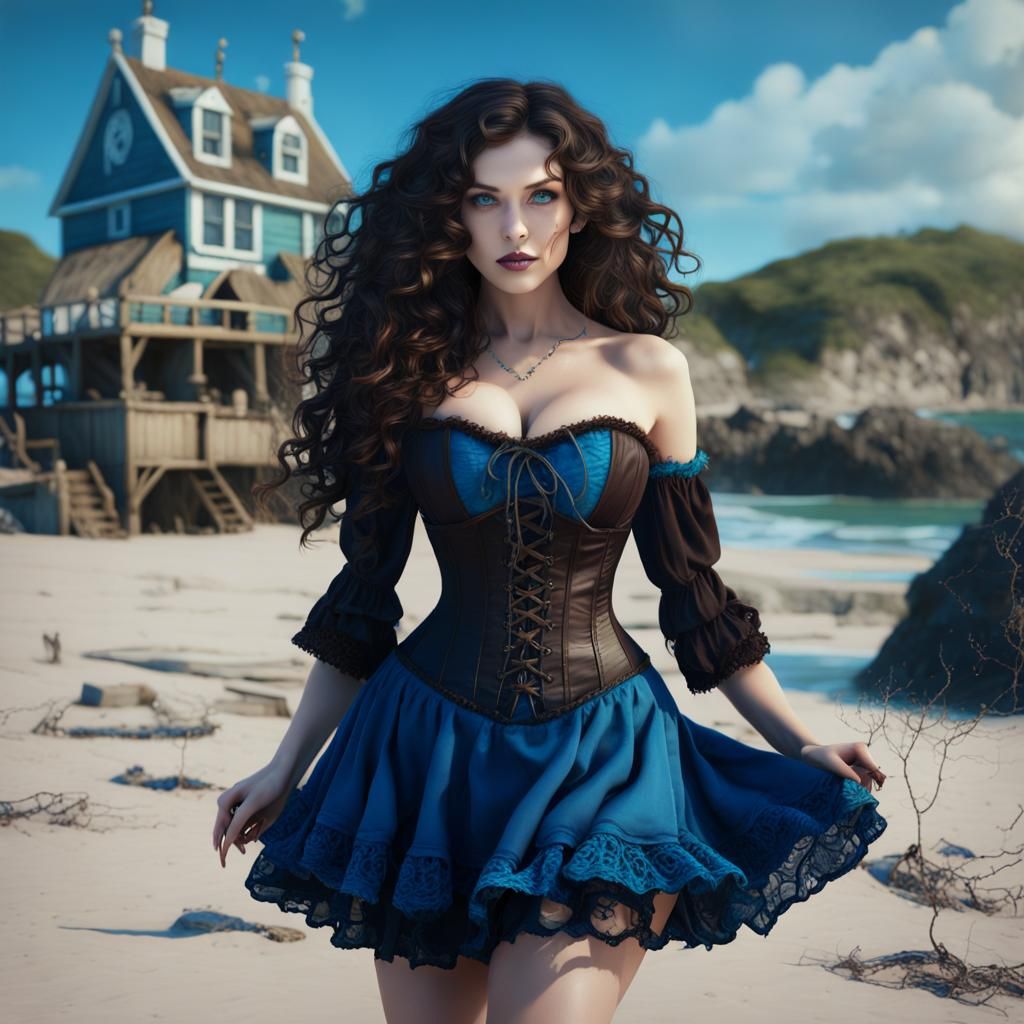 Summer Witch Doing Witchcraft on the Beach