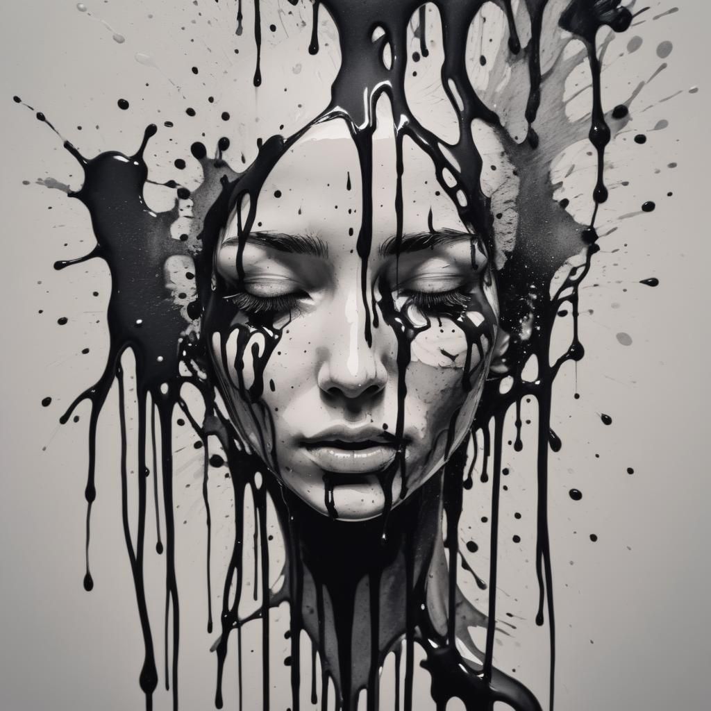 Abstract Ink Splatter Figure of a Woman