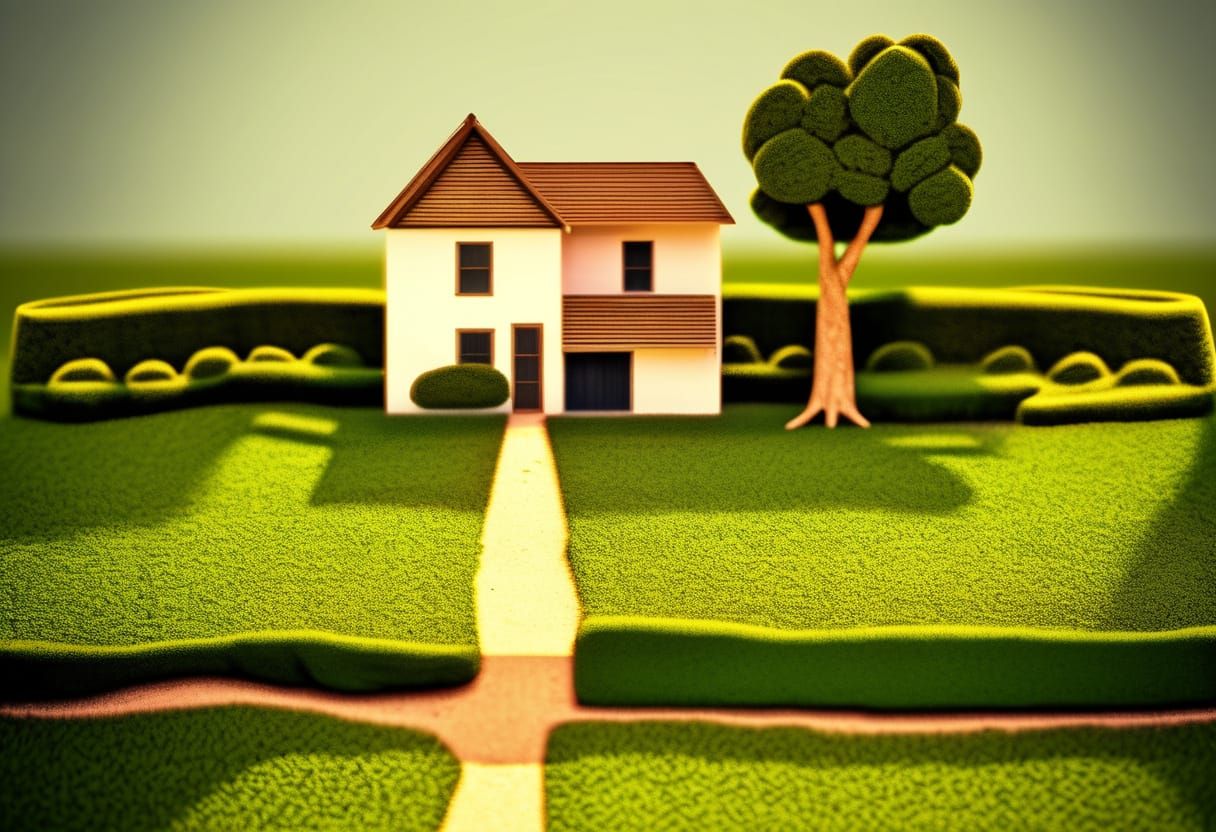 Unique House with Overgrown Garden in Warm Sunlight