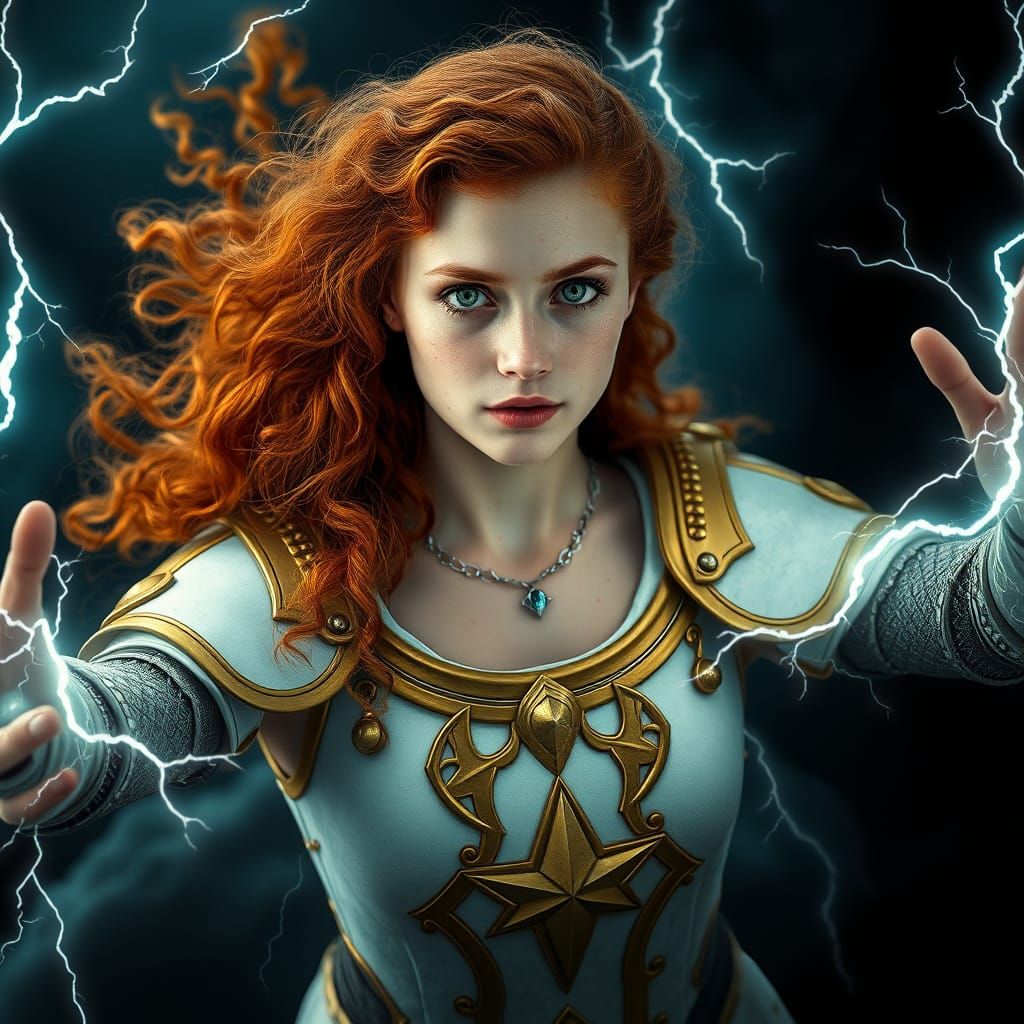 Storm Wielding Warrior in Golden Armor