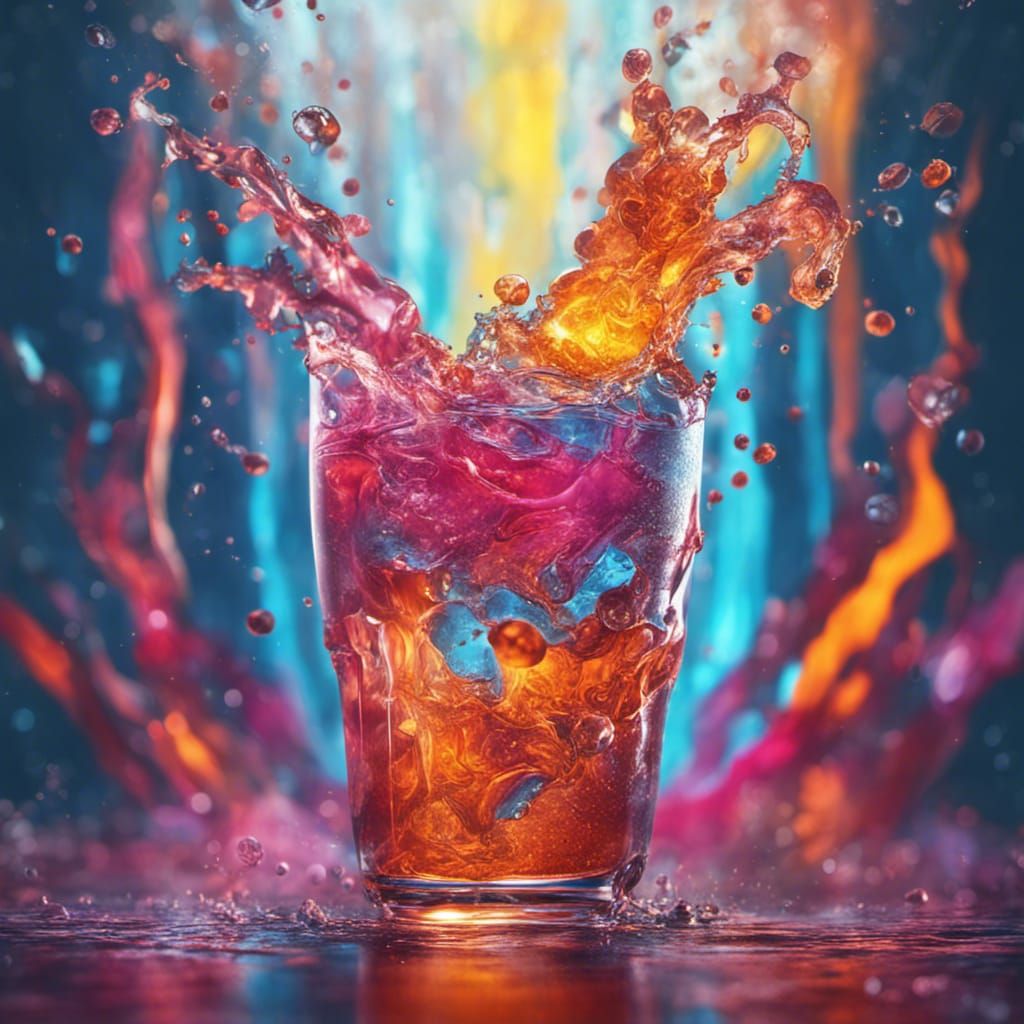 Futuristic Drinks in Hyperrealistic Splash Art