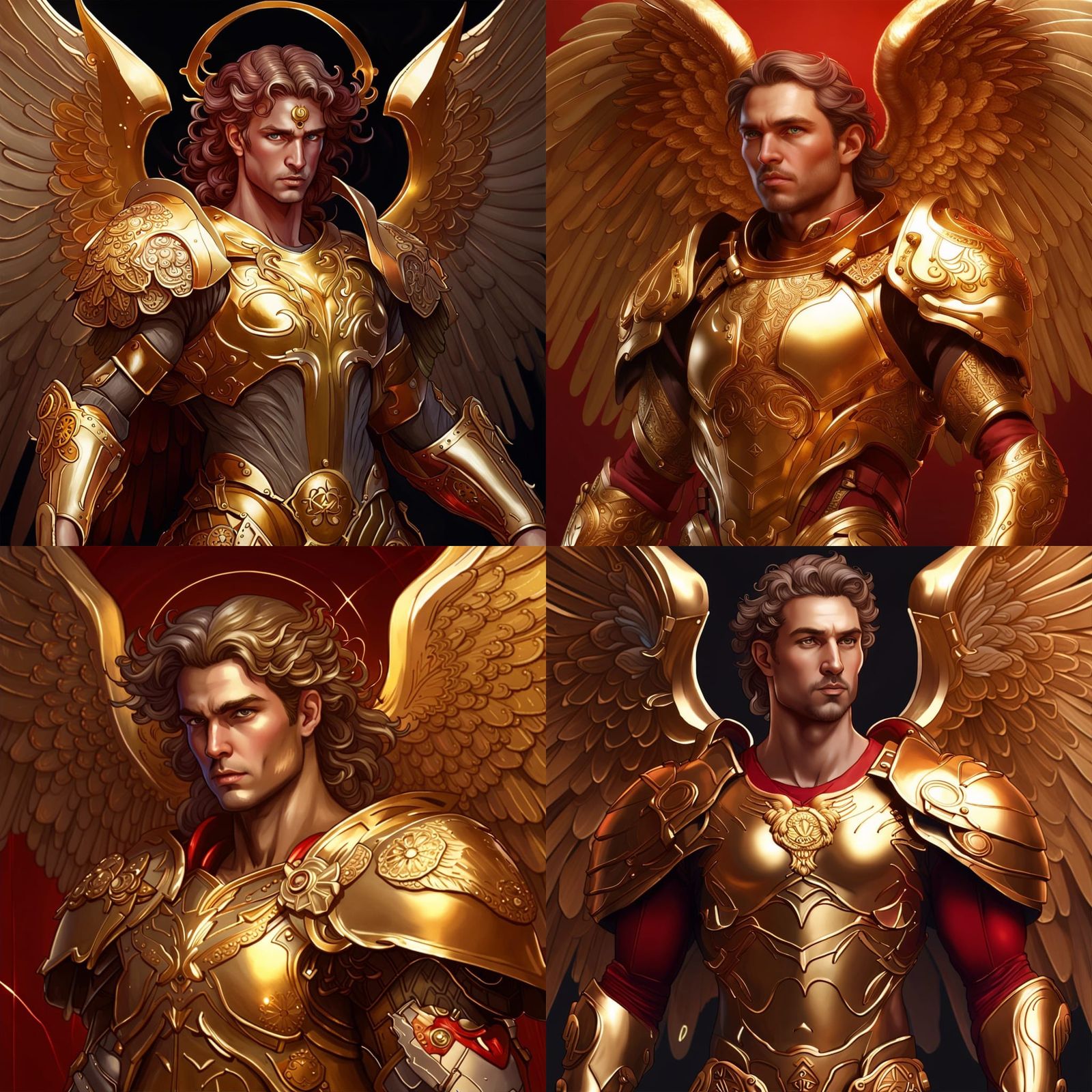 Aries Zodiac Angel in Golden Armor: Hyperrealistic Illustrat...