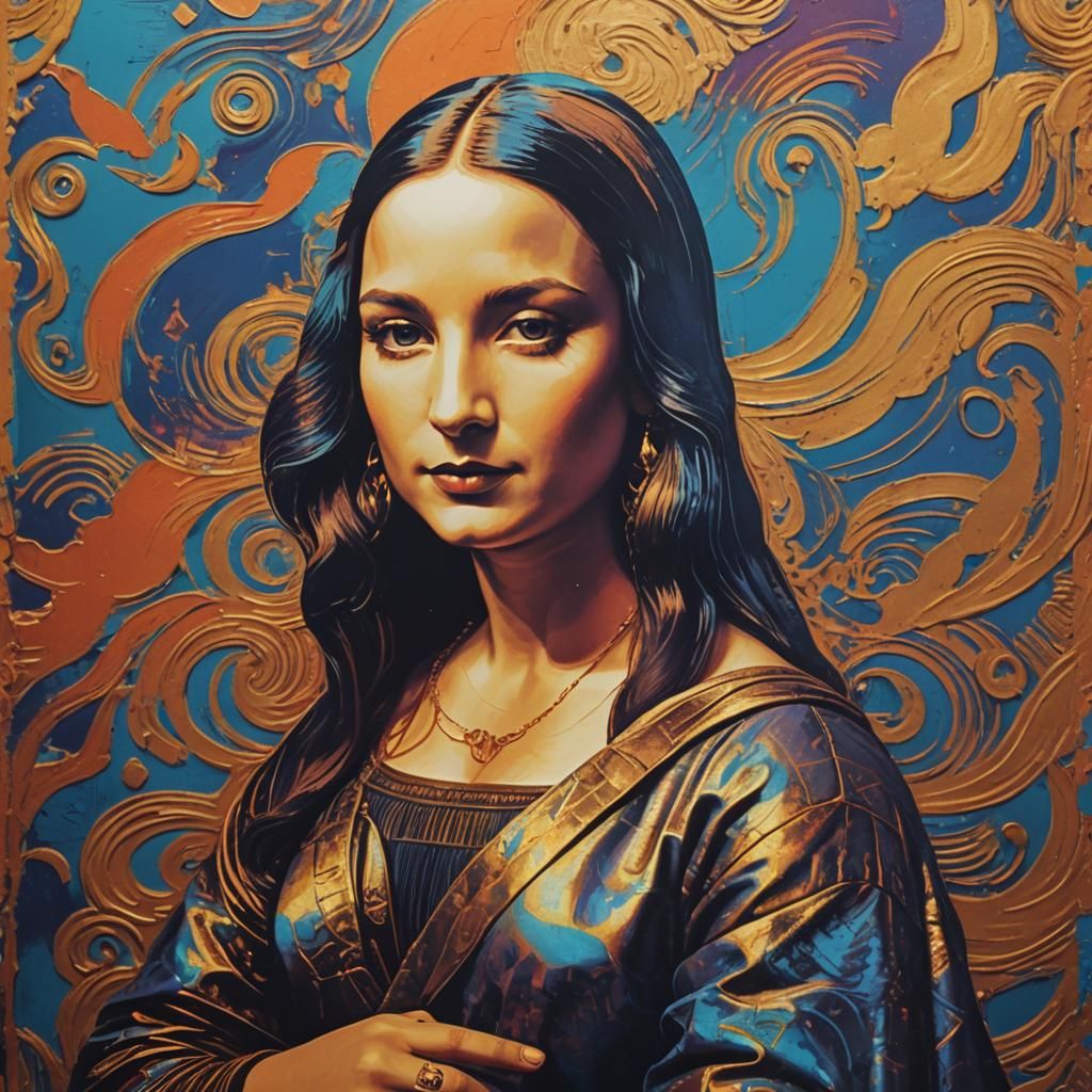 Mona Lisa Pop Art Portrait in Digital Illustration