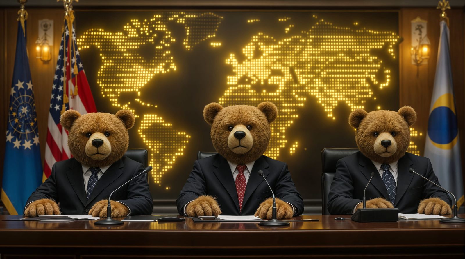 Teddy Bears Hold a Press Conference: Satirical Realism