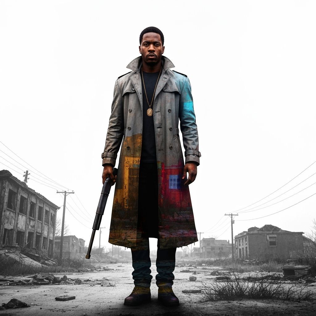 Omar Little Double Exposure Silhouette in West Baltimore