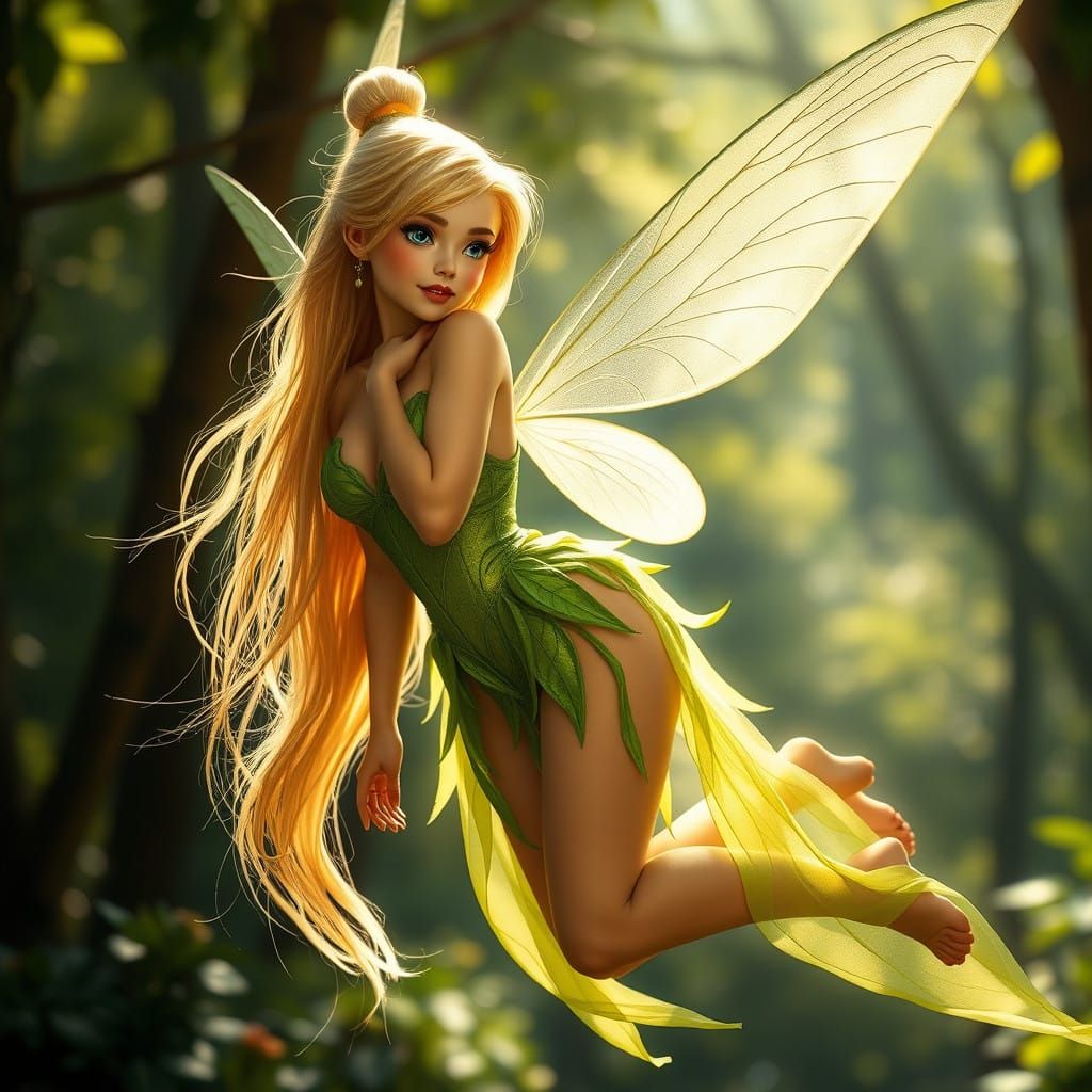 Tinkerbell in Whimsical Leaf Green Costume