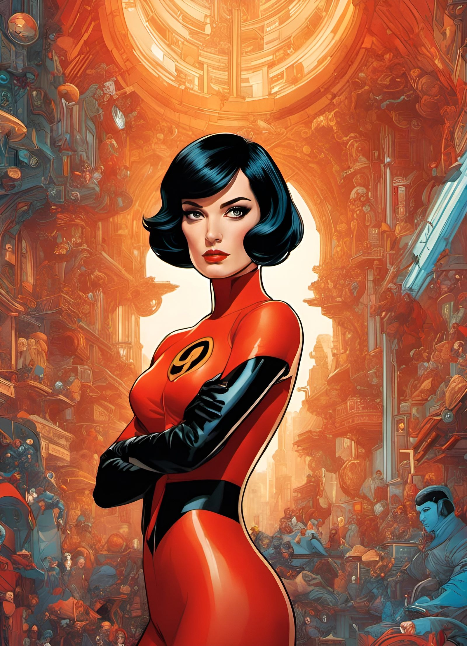 Hyperrealistic Portrait of a Beauty in Supervillain Lair