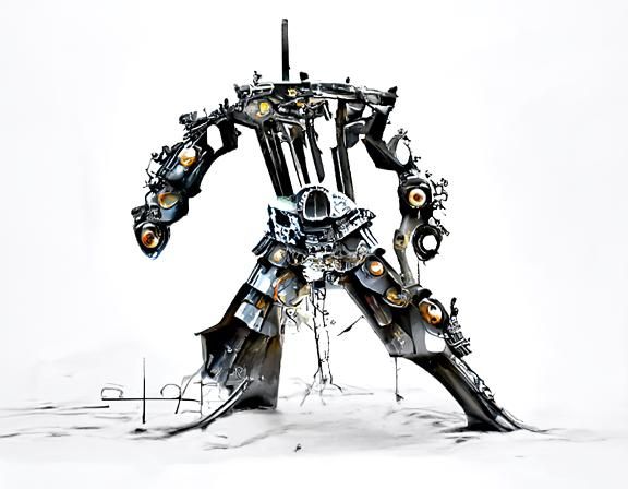 Futuristic Samurai Android Robot in Cel-Shaded Style