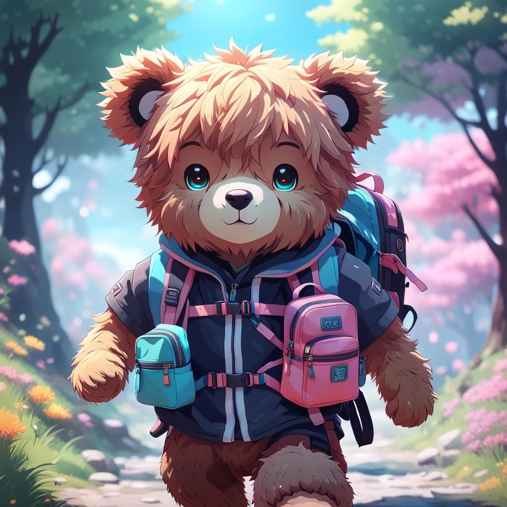 Cute Teddy Bear Anime Art in 3D
