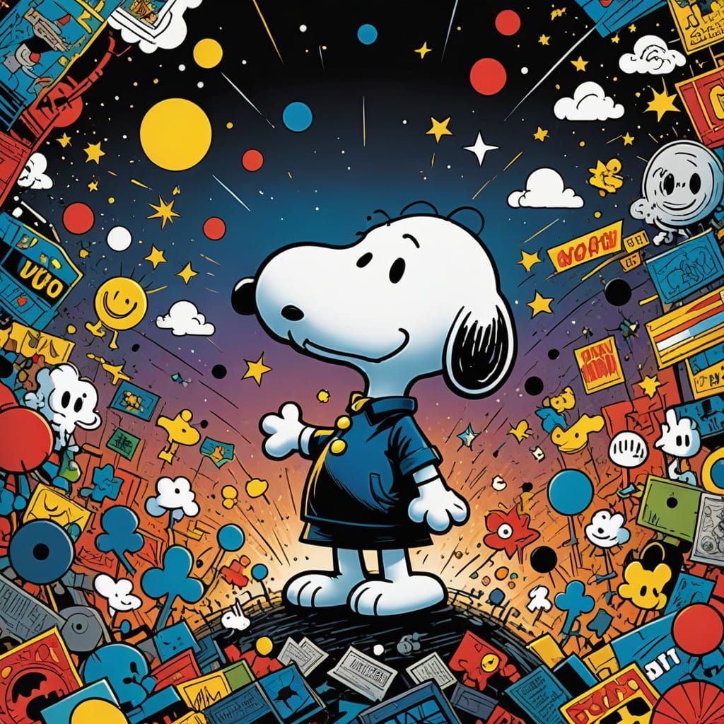 Snoopy in Dynamic Comic Book Art