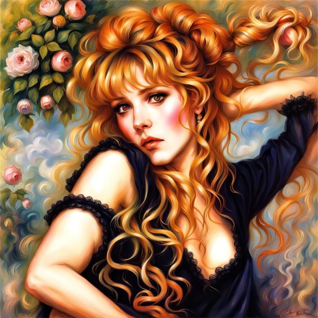 Stevie Nicks as Sensual Anime Dream, Inspired by Renoir