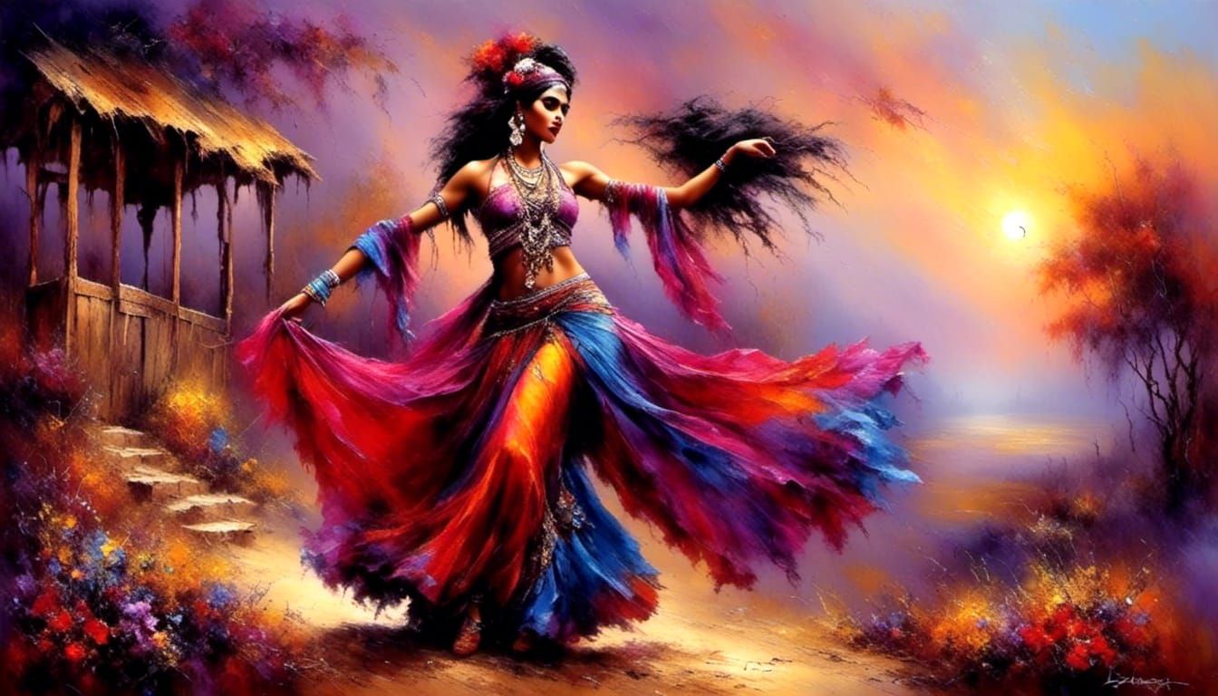 Vibrant Gypsy Dancer at Camp