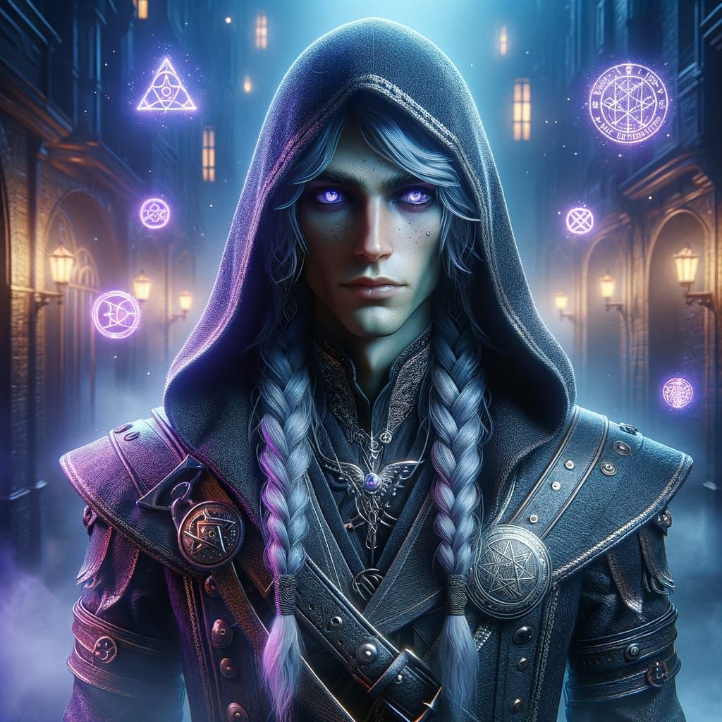 Fantasy Rogue Lyra Moonshadow In Neon-Lit City