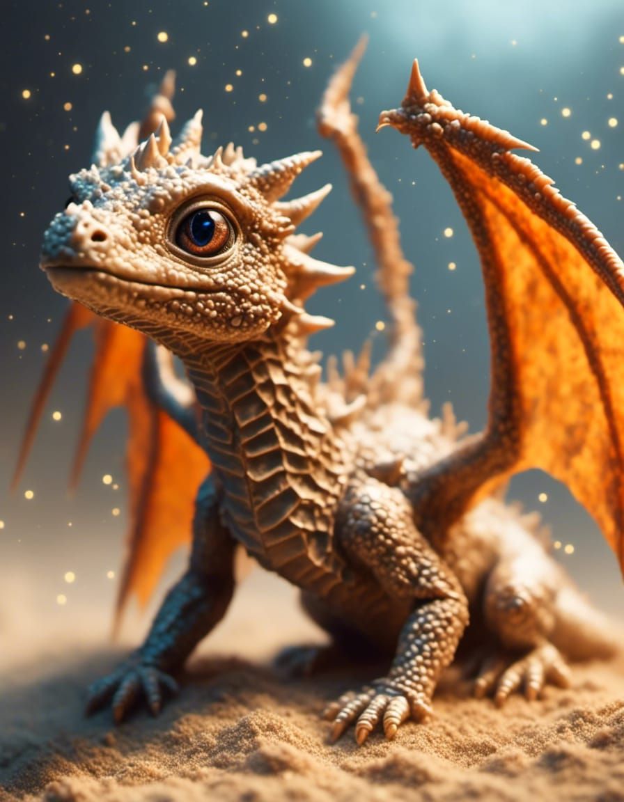 Cute Baby Sand Dragon Hatchling Portrait