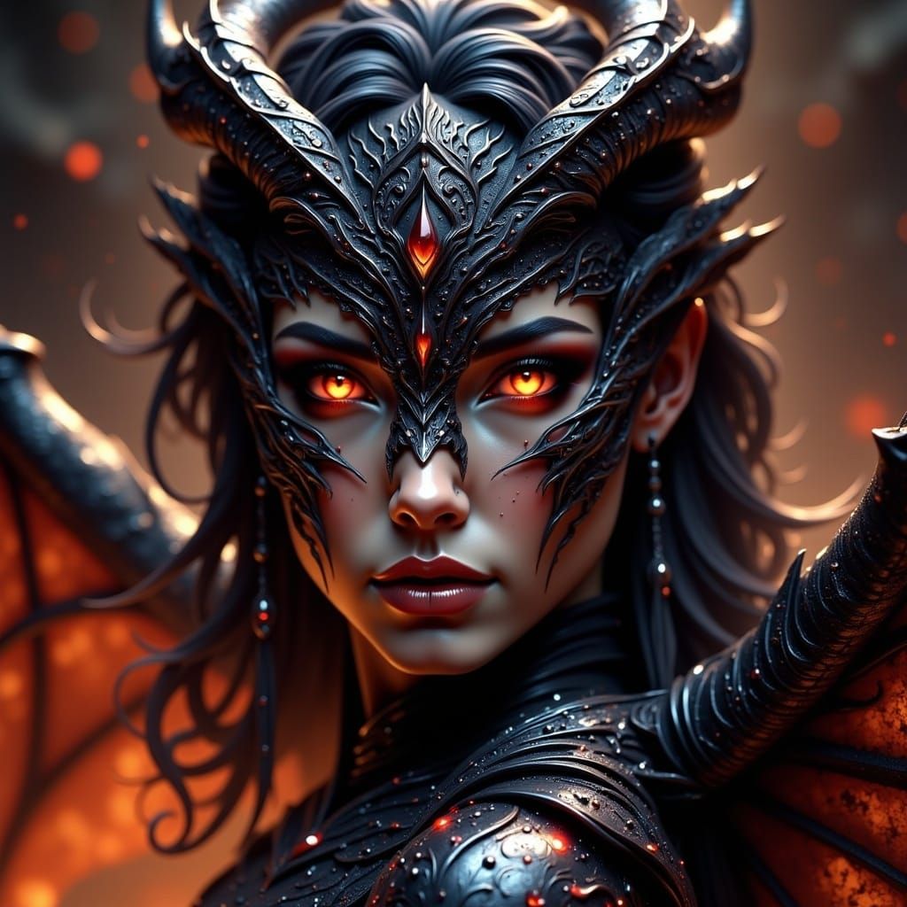 Dragon Armor Warrior Woman in Dark Fantasy Style