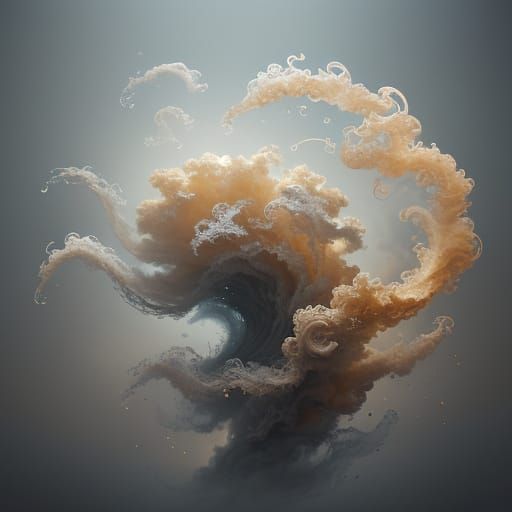 Hyper-Realistic Smoke Art with Golden Tones