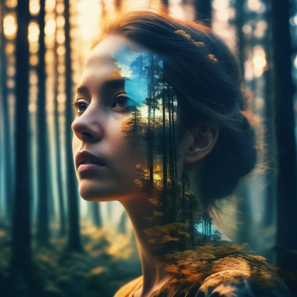 Surrealist Forest Goddess in Ethereal Glow