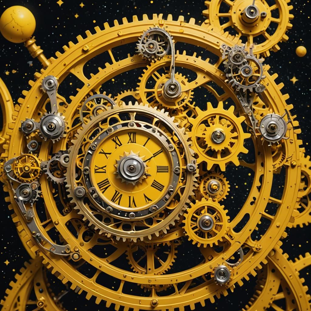 Yellow Queens in Flight: A Hyperrealistic Celestial Clockwor...