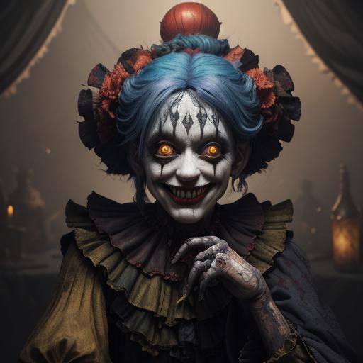 Grotesque Jester Doll in Dark Fantasy Art Style
