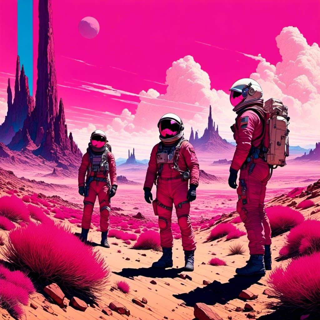 Magenta Desert Expedition: Minimalism in Sci-Fi Style