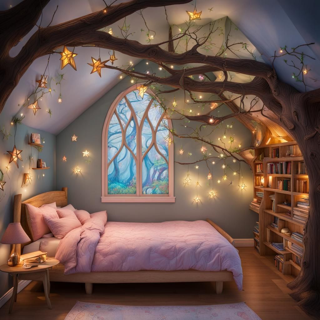 Magical Fairy Bedroom with Stained Glass Window