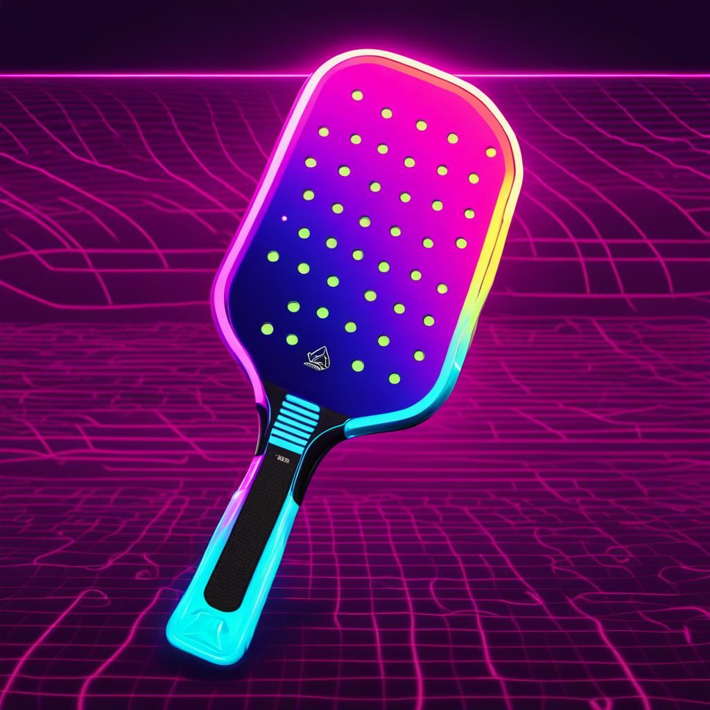 Pickleball Paddle in Synthwave Neon Style