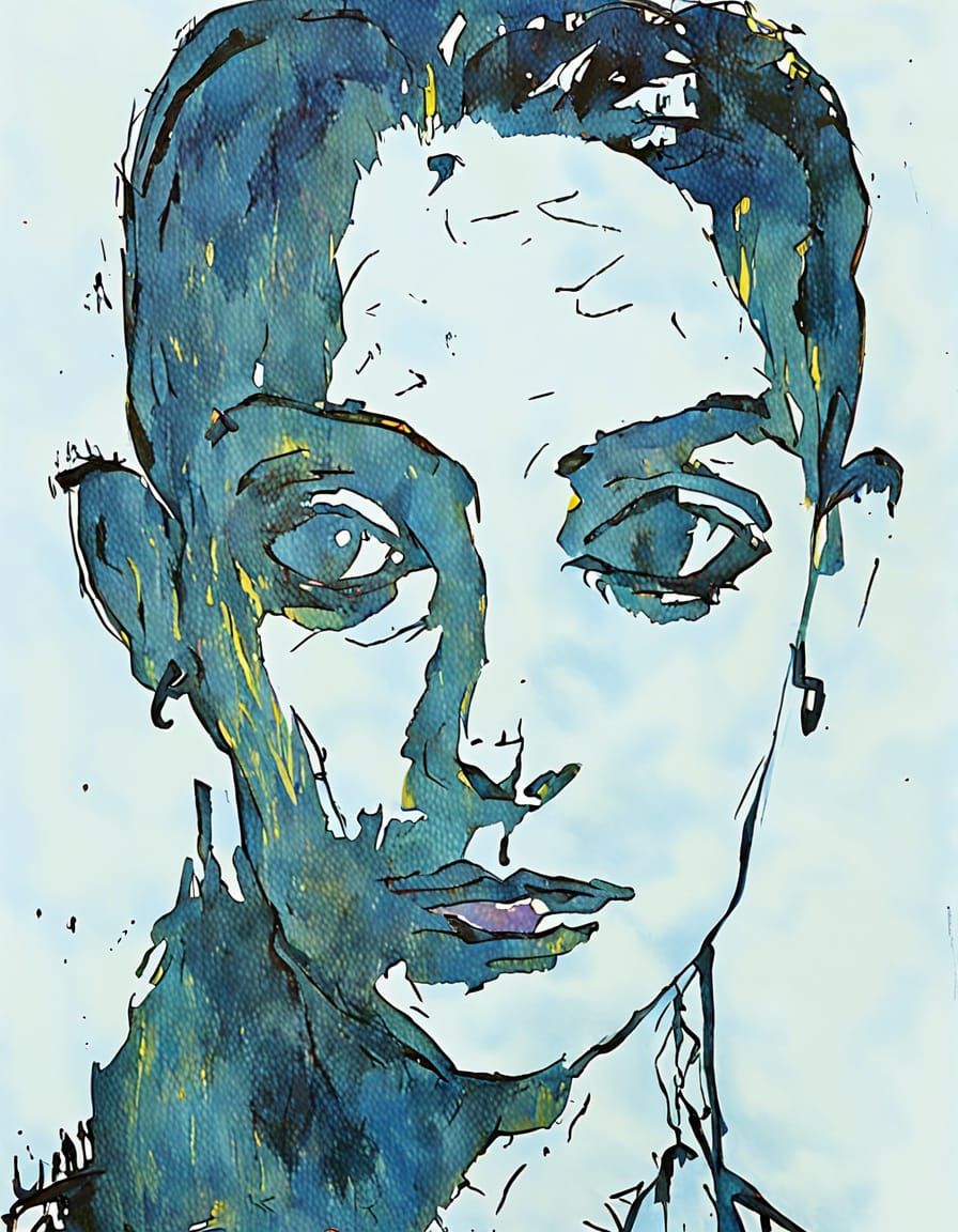 Brooding Female Portrait in Intense Expressionist Style