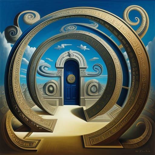 Surrealist Vortex of Endless Doorways in a Dali-Inspired Aes...