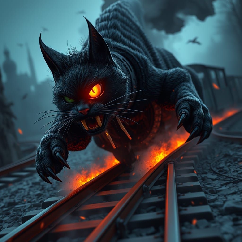 Black Cat Demon Train Speeds Forward with Fury