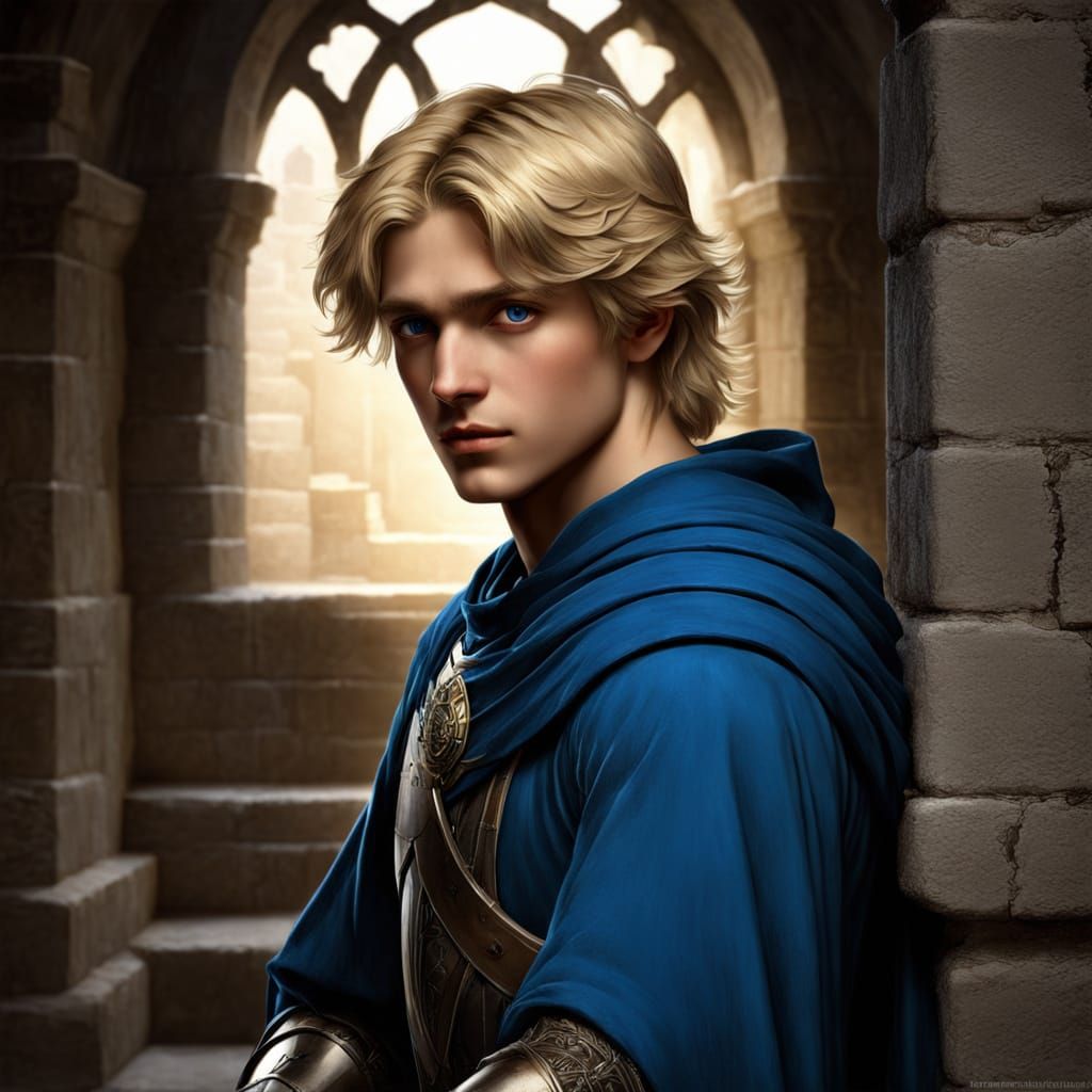 Radiant Paladin Boy in Chiaroscuro Style