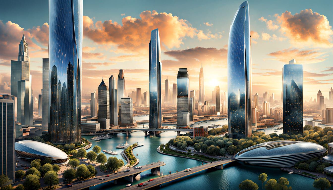 Vibrant Futuristic Metropolis in Dazzling Color