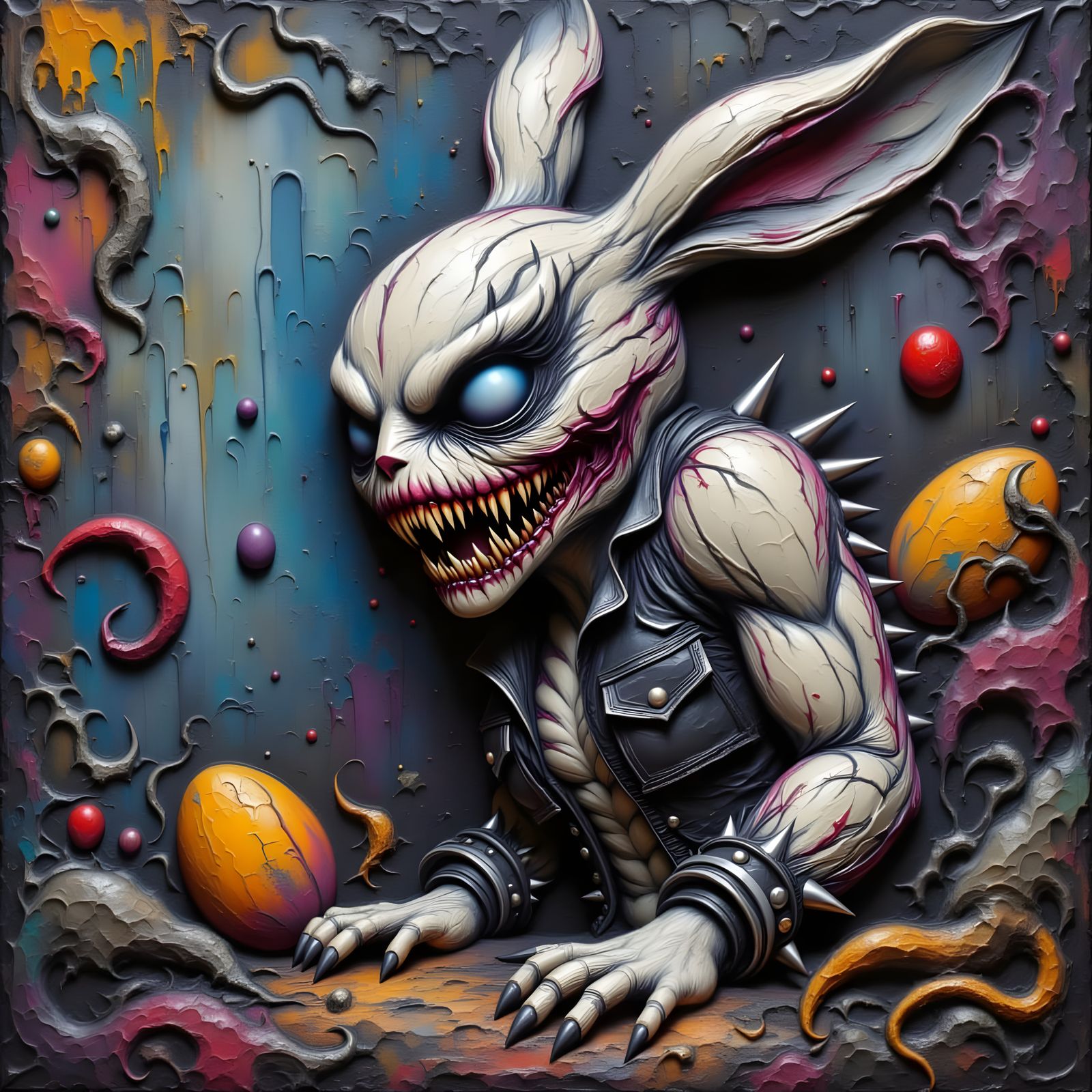 Dark Easter Bunny in Cyberpunk Style