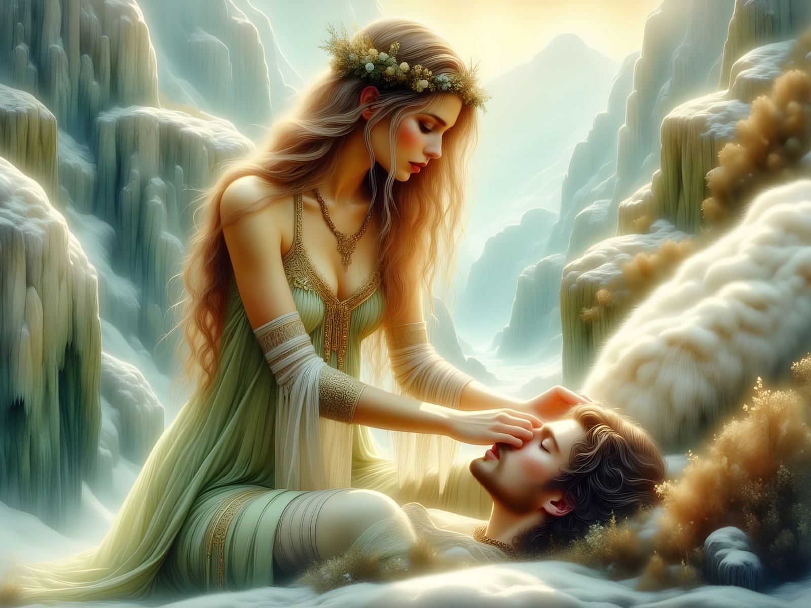 Eír, Norse Goddess of Healing in Impasto Portrait