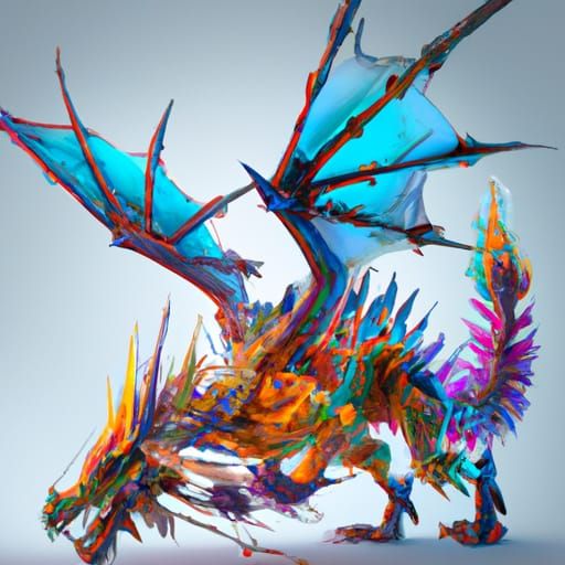 Robotic Crystal Dragon Digital Illustration in Profile