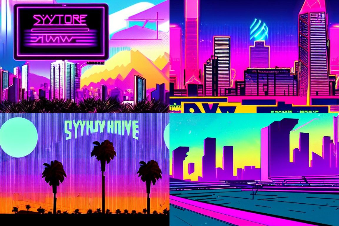 Vibrant Synthwave Art in Retro-Futuristic Style