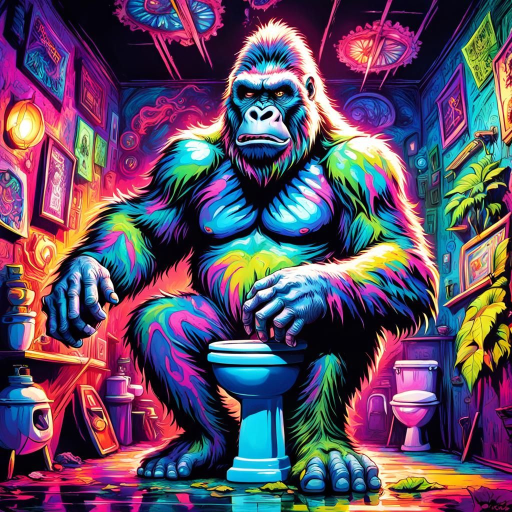 King Kong on Toilet: Ayahuasca Psychedelic Art