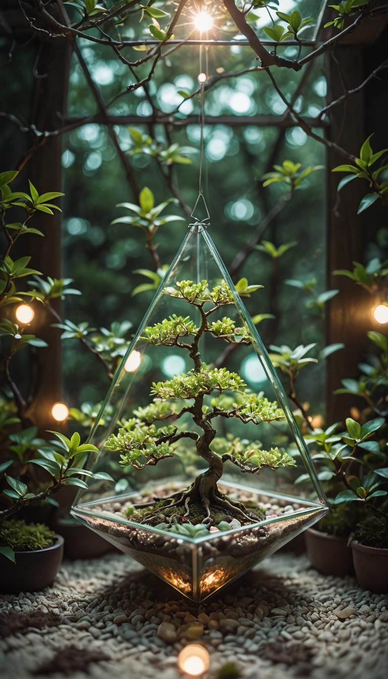 Bonsai in glass Pyramid