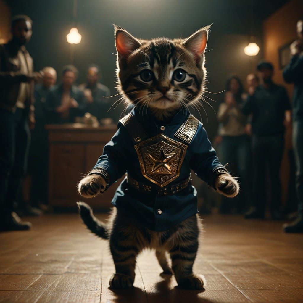 Epic Kitten in Kendrick Lamar's Super Bowl Outfit, Dancing w...