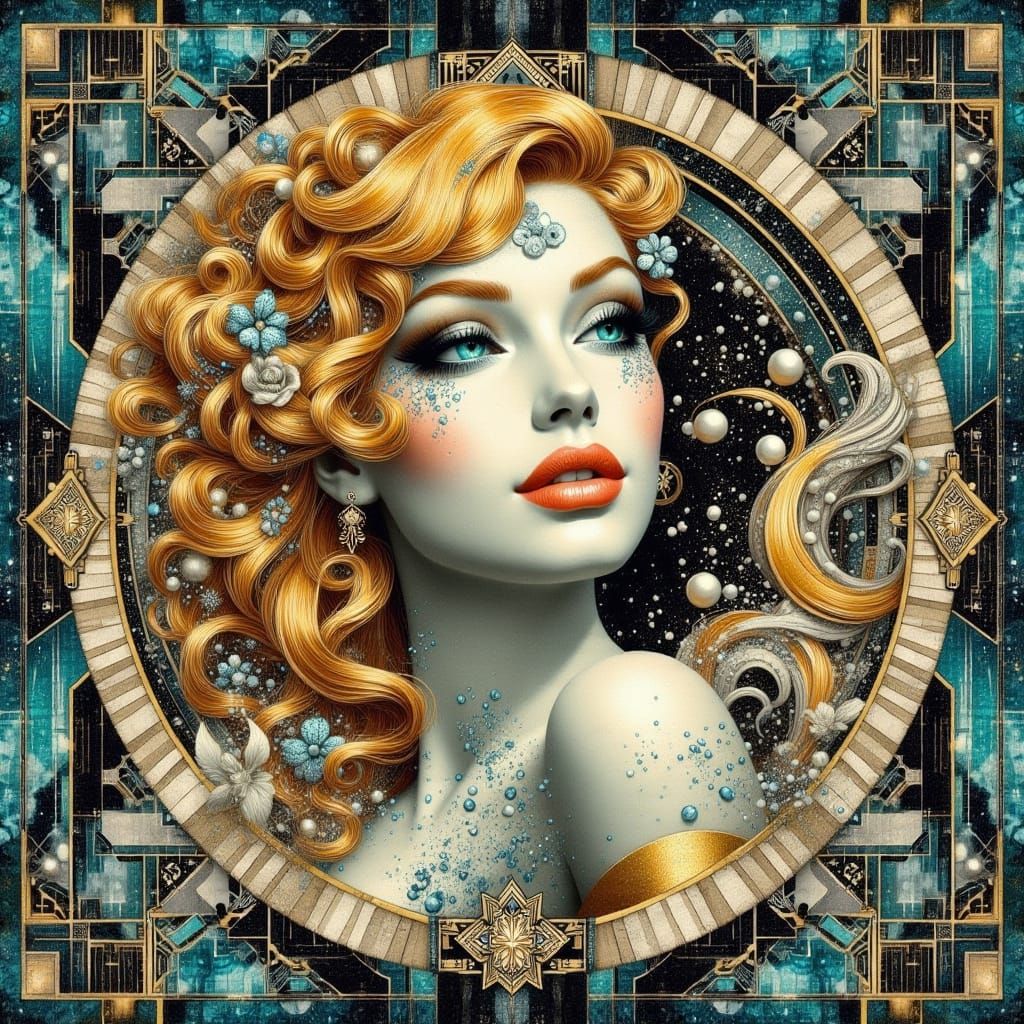 Water Nymph in Art Deco Style