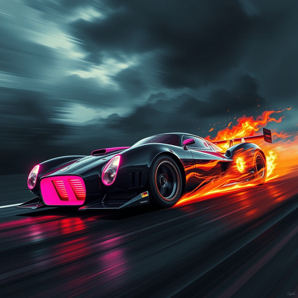 Racing Car Ignites the Dark Sky: A Digital Matte Painting
