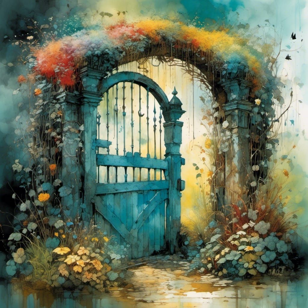 Polychromatic Garden Gate Graffiti Art