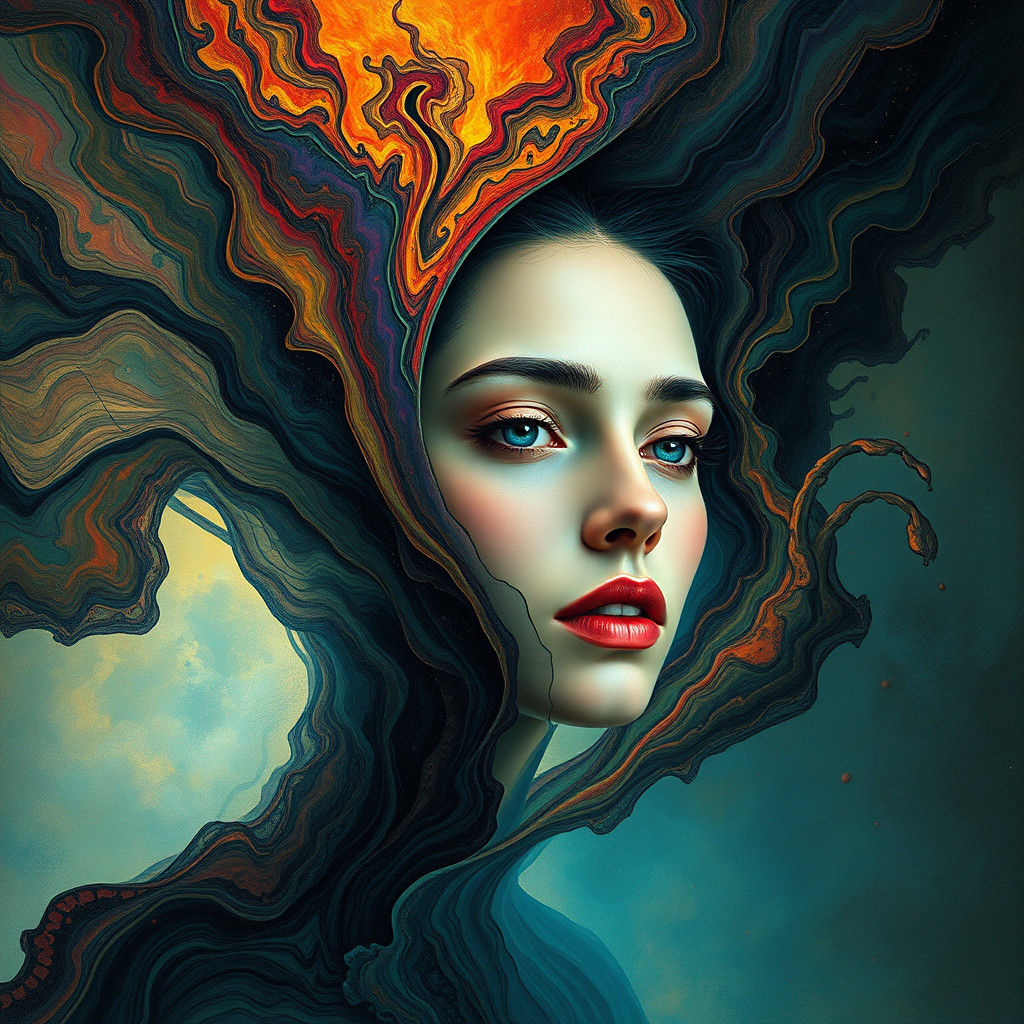 Ethereal Woman Warped in Salvador Dali Dreamscape